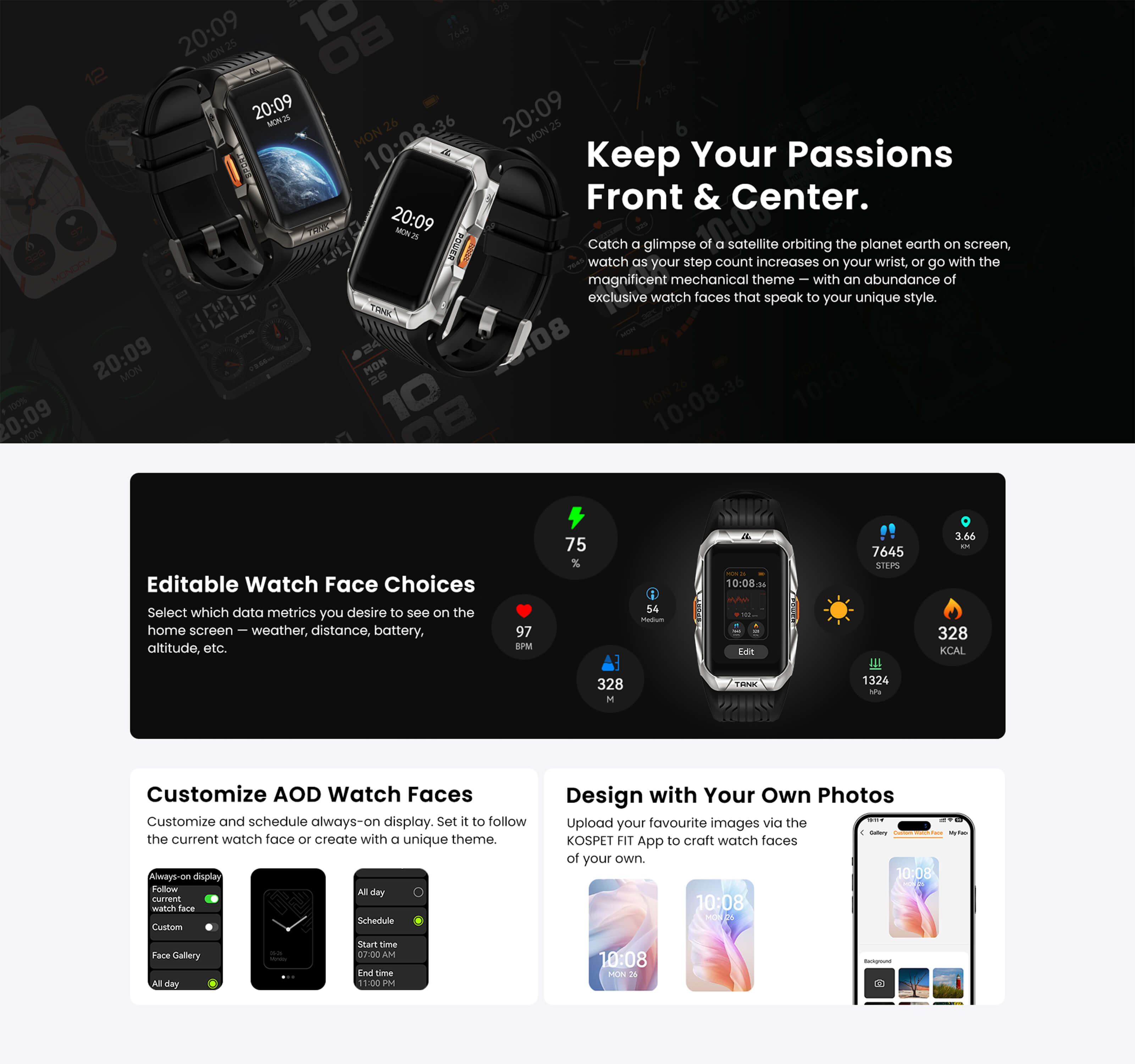 you can crafta watch face that stands out, RUGGED TANK X2 ULTRA Smartwatch Smartband