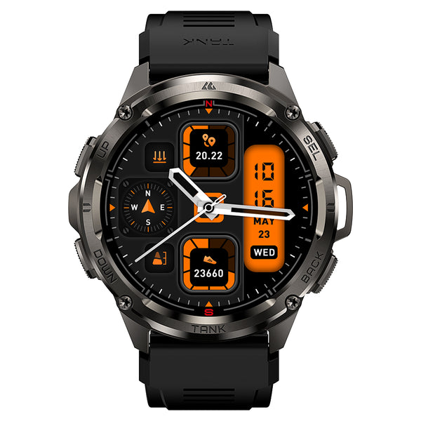 2024 Original KOSPET T3 Ultra Smart Watches for Men GPS 1.46" AMOLED 100M Waterproof Rugged Military Bluetooth Call Answer/Dial Sport Fitness Tracker Blood Pressure/Sleep Monitor 70 Days Battery Life Watches for Android iPhone-black