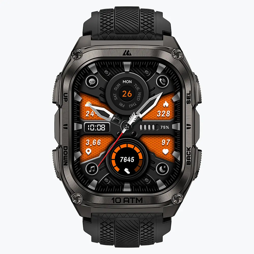 KOSPET tank m4 smartwatch black with silicone straps#color_black