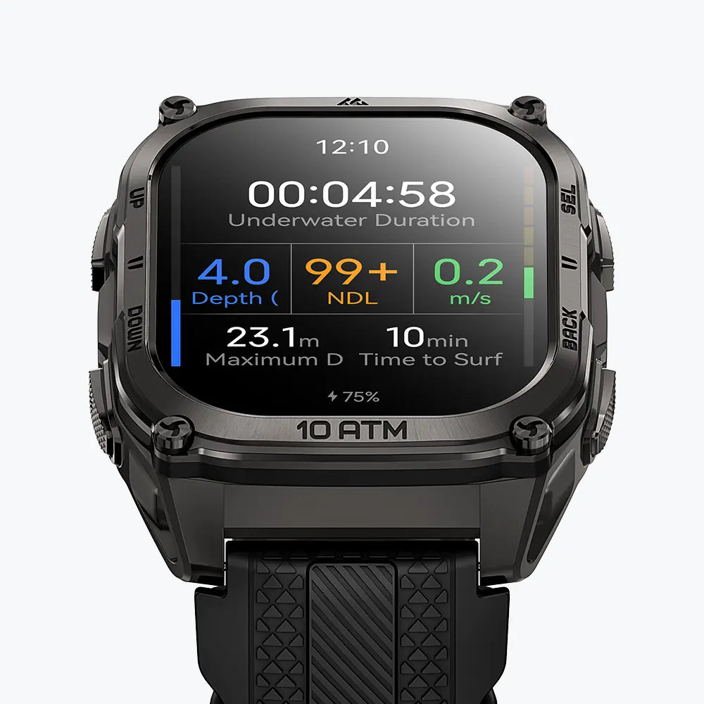 KOSPET tank m4 smartwatch black with silicone straps#color_black