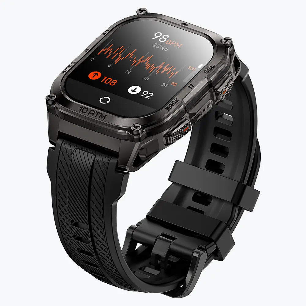 KOSPET tank m4 smartwatch black with silicone straps#color_black