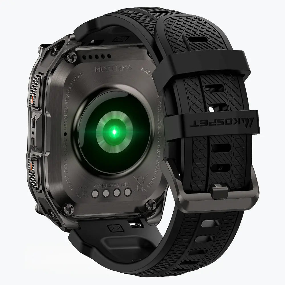 KOSPET tank m4 smartwatch black with silicone straps#color_black