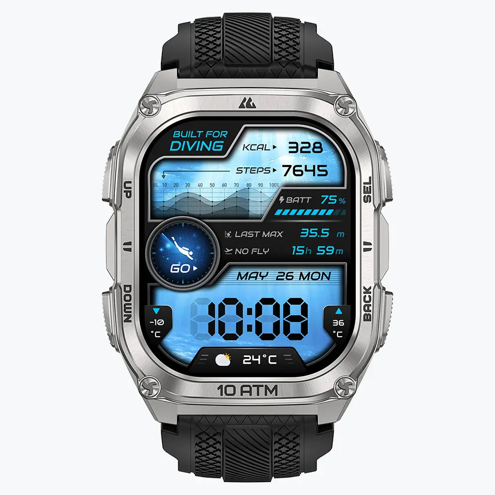 KOSPET tank m4 smartwatch silver with silicone straps#color_silver