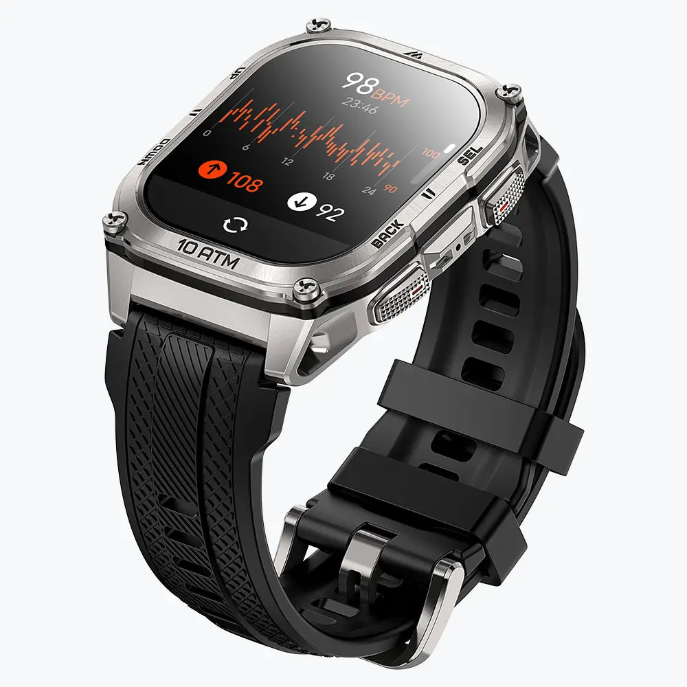 KOSPET tank m4 smartwatch silver with silicone straps#color_silver