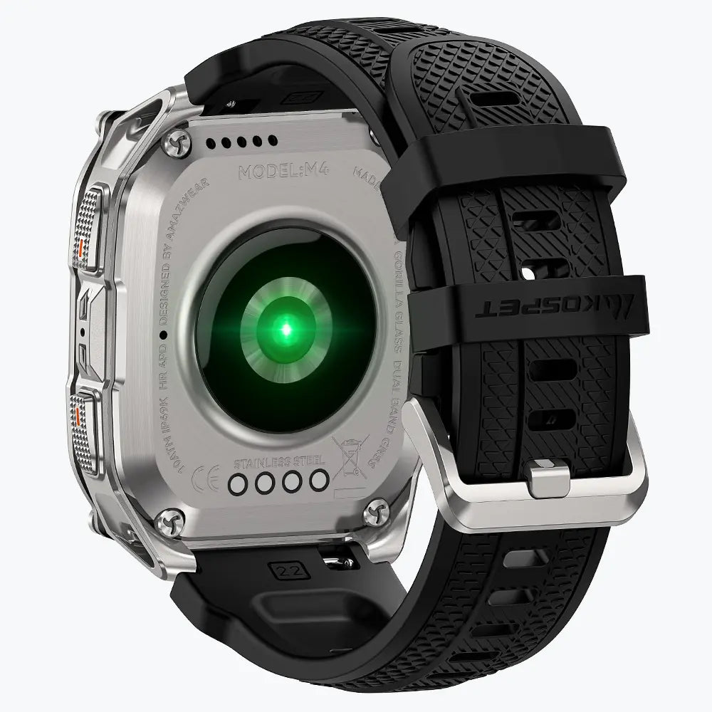 KOSPET tank m4 smartwatch silver with silicone straps#color_silver