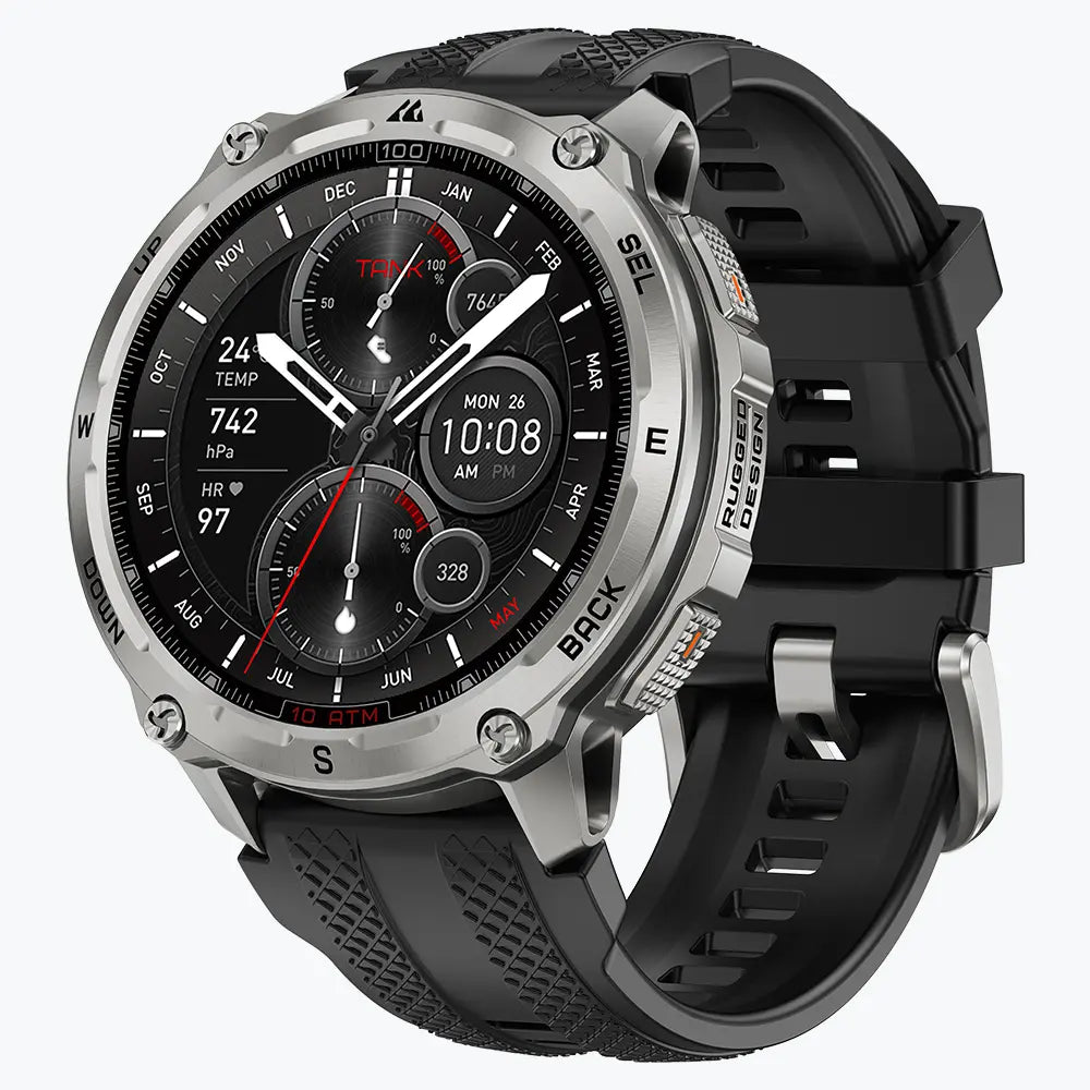 KOSPET tank t4 smartwatch silver with silicone straps#color_silver