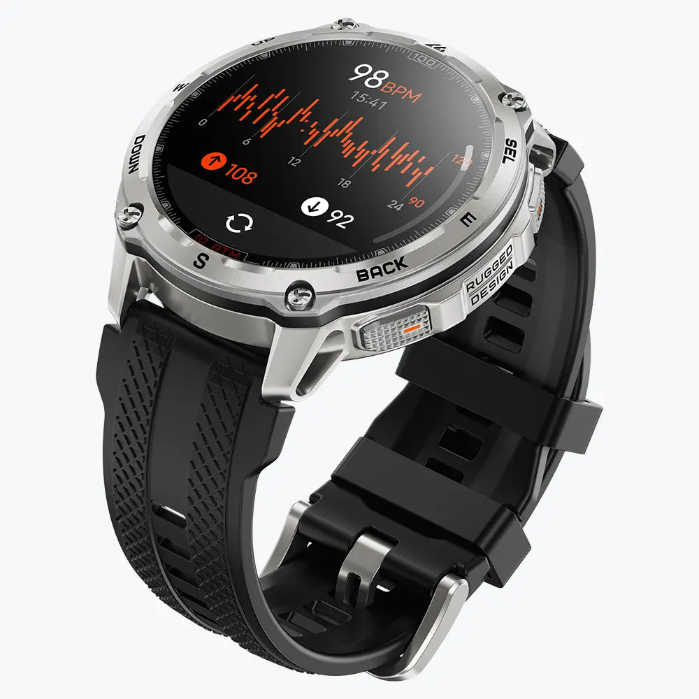 KOSPET tank t4 smartwatch silver with silicone straps#color_silver