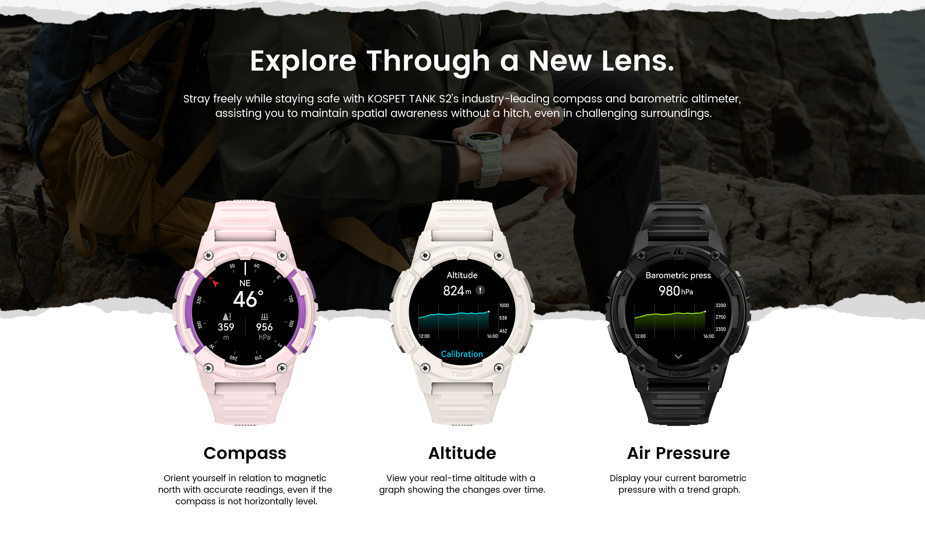 Compass Altitude Air Pressure Cheap smartband with GPS