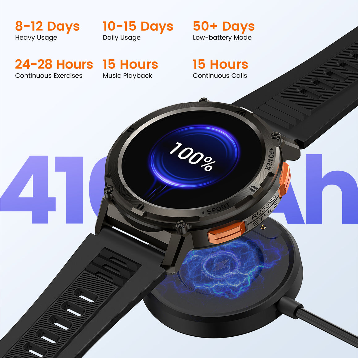 KOSPET TANK T2 Smartwatch 5ATM IP69K Waterproof AMOLED