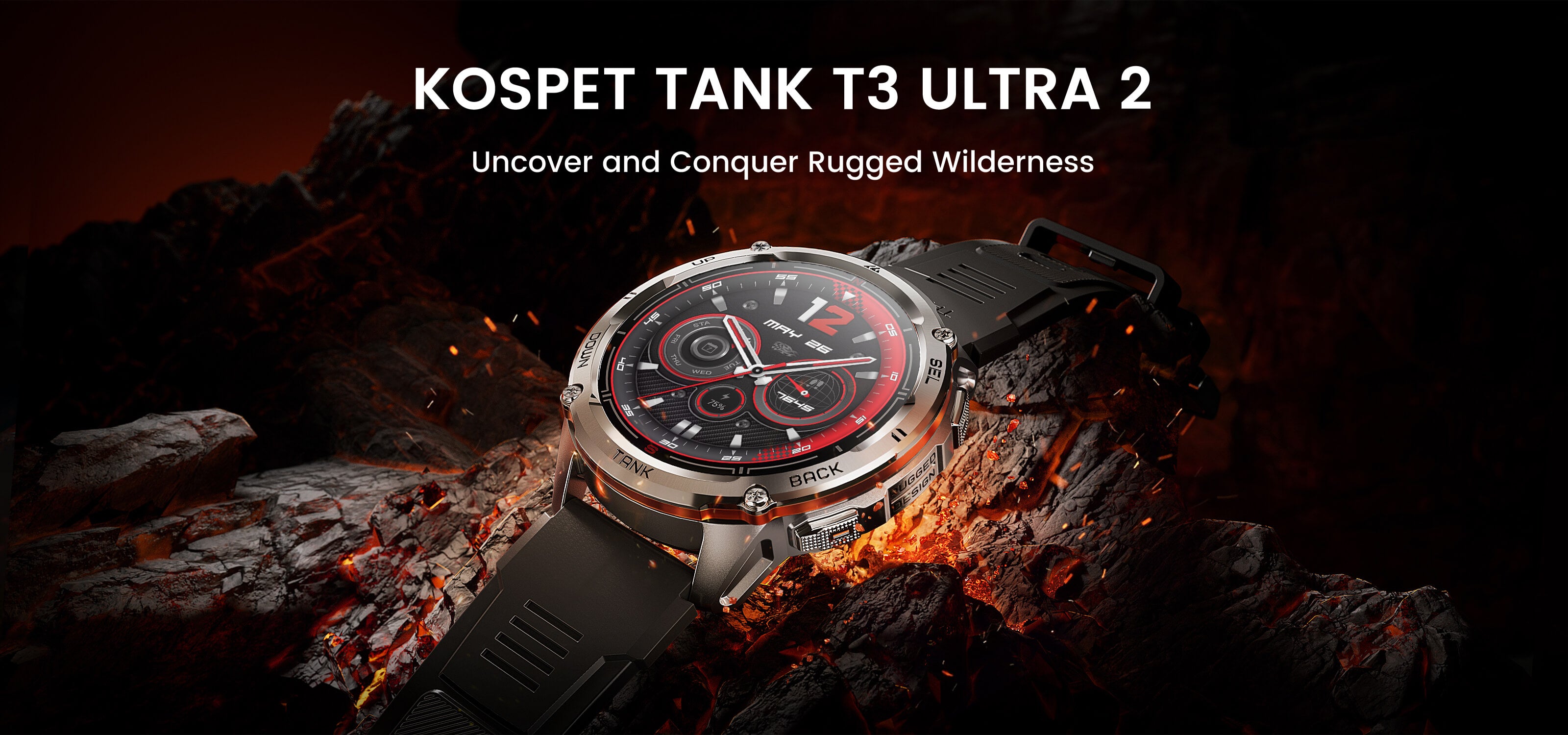 Gadgetoo Kospet Tank T3 Ultra 2 Rugged Smartwatch Special Edition Silicone + Steel Premium Strap Gadgetoo Kospet Tank T3 Ultra 2 Rugged Smartwatch Special Edition Silicone + Steel Premium Strap