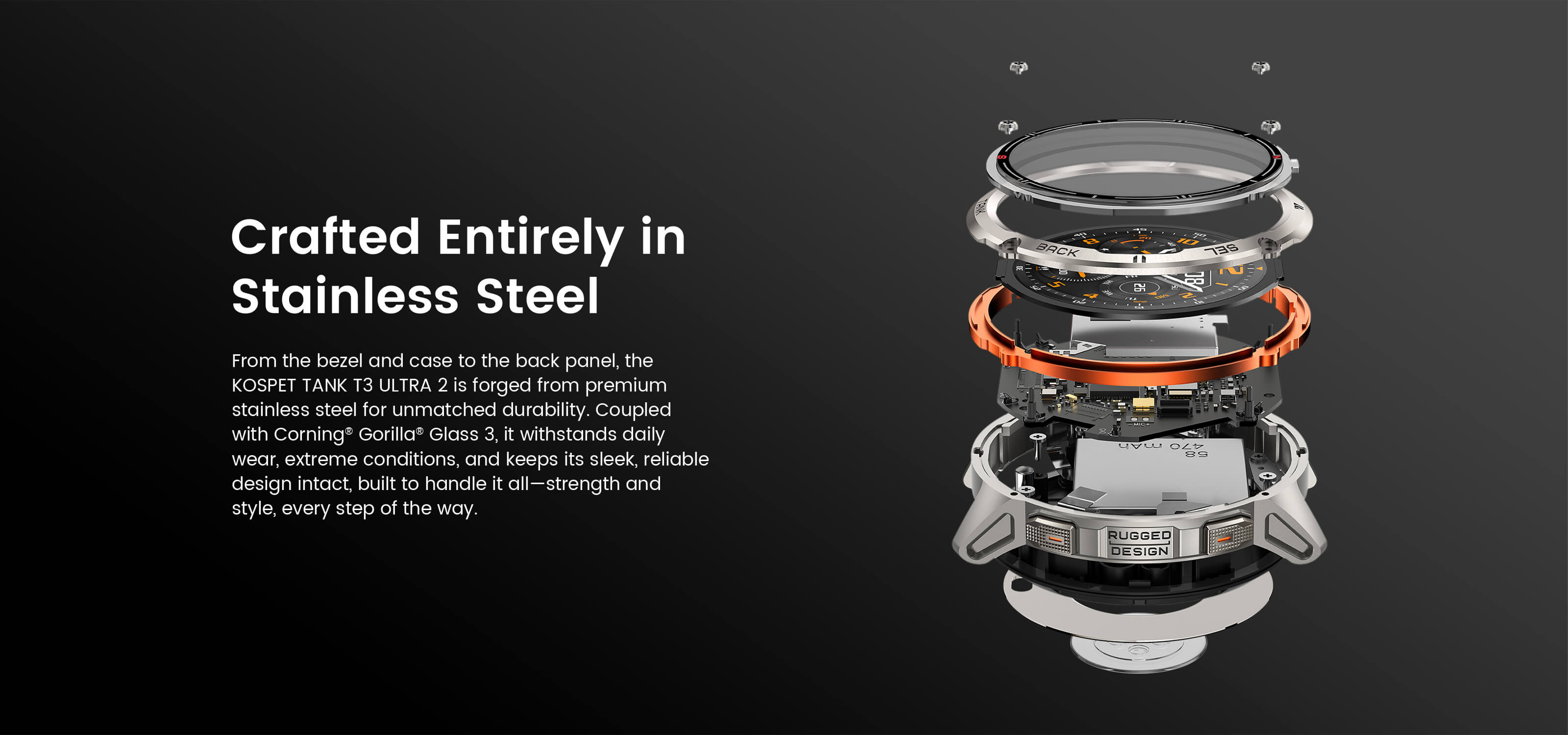 Gadgetoo Kospet Tank T3 Ultra 2 Rugged Smartwatch Special Edition Silicone + Steel Premium Strap Gadgetoo Kospet Tank T3 Ultra 2 Rugged Smartwatch Special Edition Silicone + Steel Premium Strap