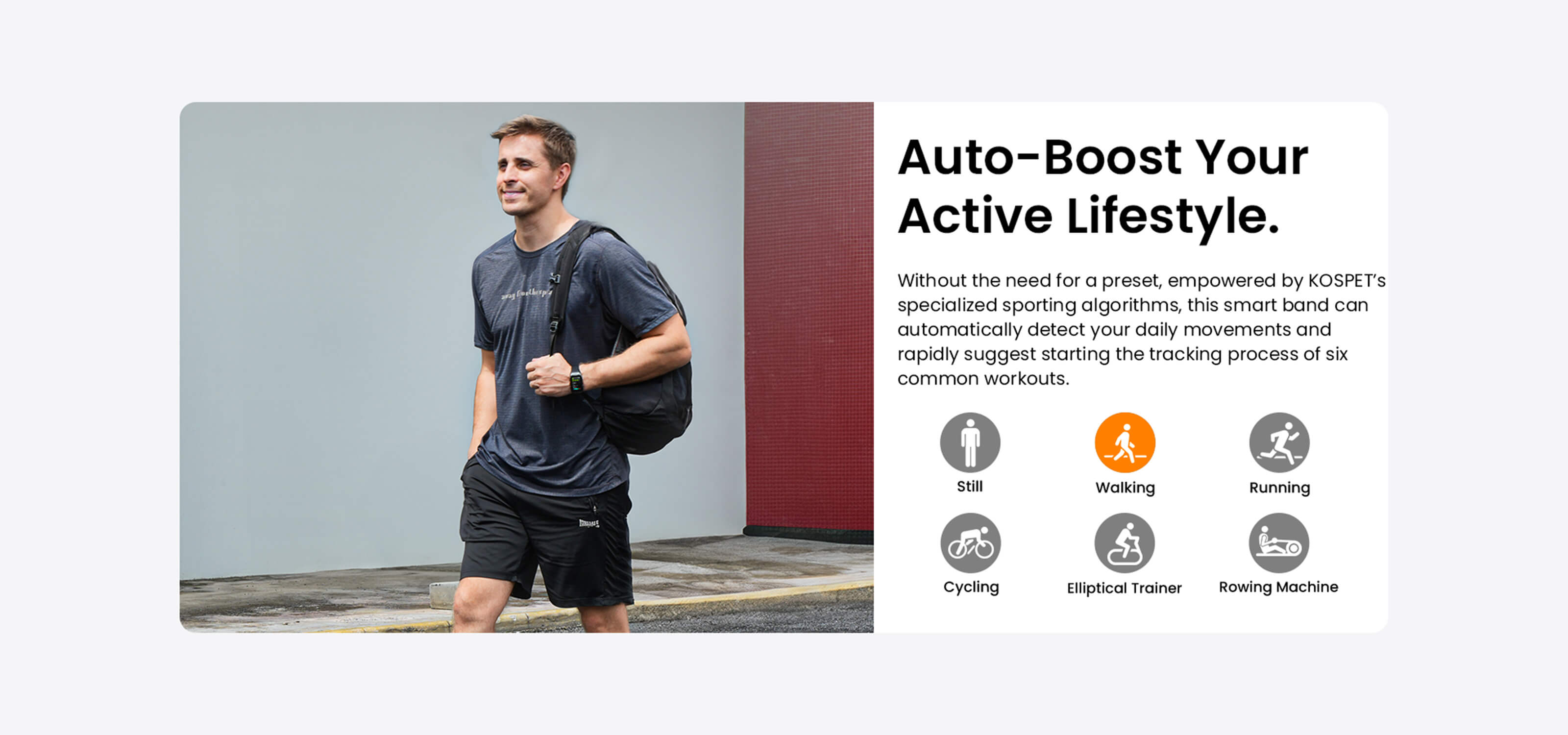 empowered by KOSPET'Sspecialized sporting algorithms,fitness tracker,activity tracker