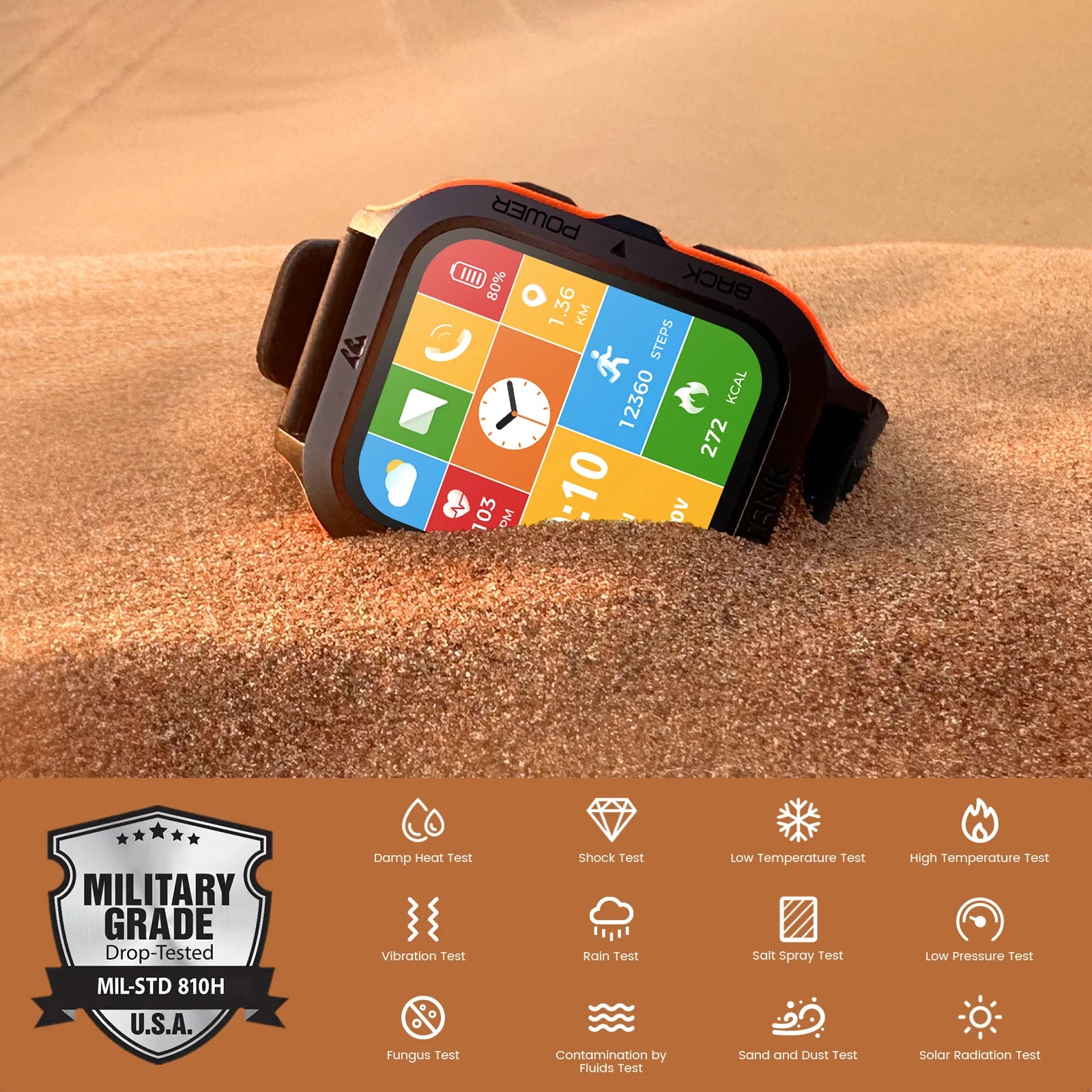 KOSPET TANK M2 Smartwatch Rugged Fitness Tracker IP69K Waterproof