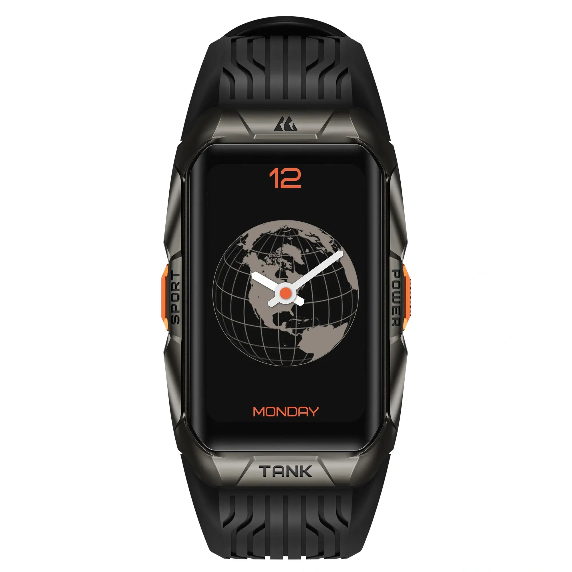 Front view of KOSPET TANK X2 Smartwatch with rugged design on white background-Black