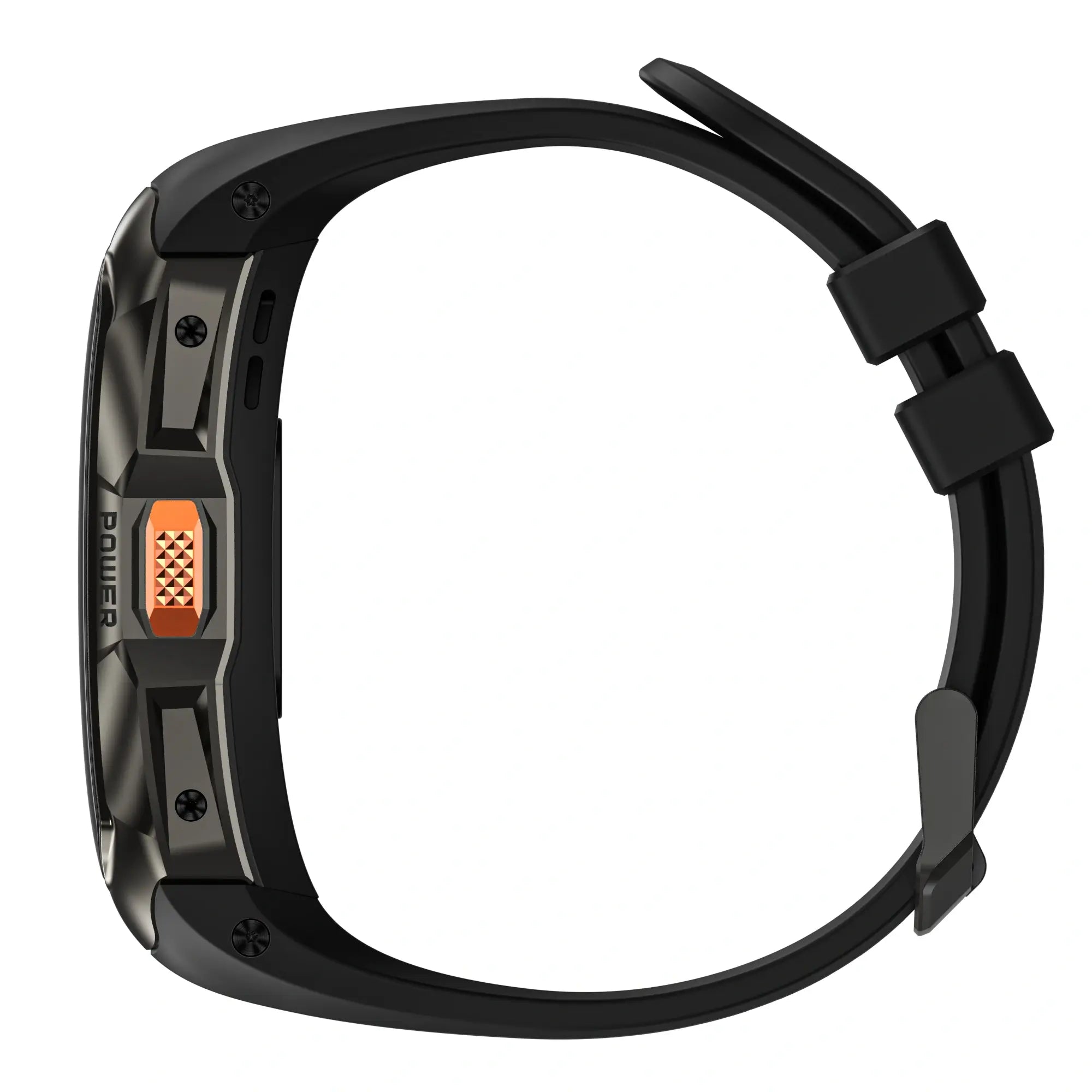 Side view of KOSPET TANK X2 Ultra Smartwatch with rugged design on white background-Black